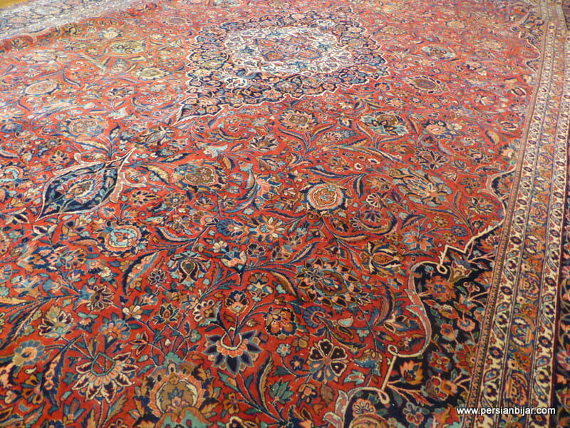 Antique-Kashan Rug #1117 Size: 11'X17' - Borokhim's Oriental Rugs